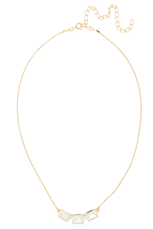 Octavia Triple Tennis Necklace - Bright Gold/Crystal