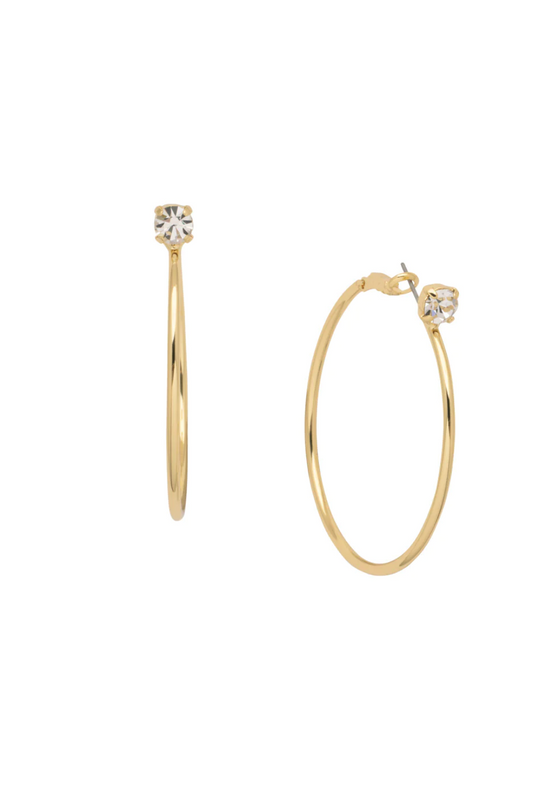 Serafina Hoop Earrings - Bright Gold/Crystal