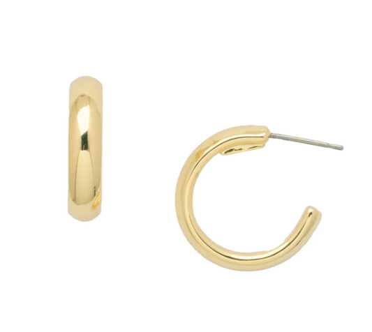 Domed Hoop Earrings - Bright Gold/Bare Metallic