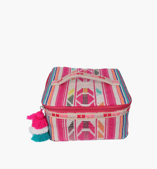 Anya Cotton Cosmetic Case - Pink Multi