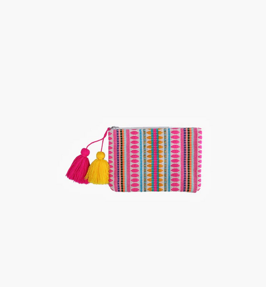 Faith Printed Cotton Pouch - Pink Multi