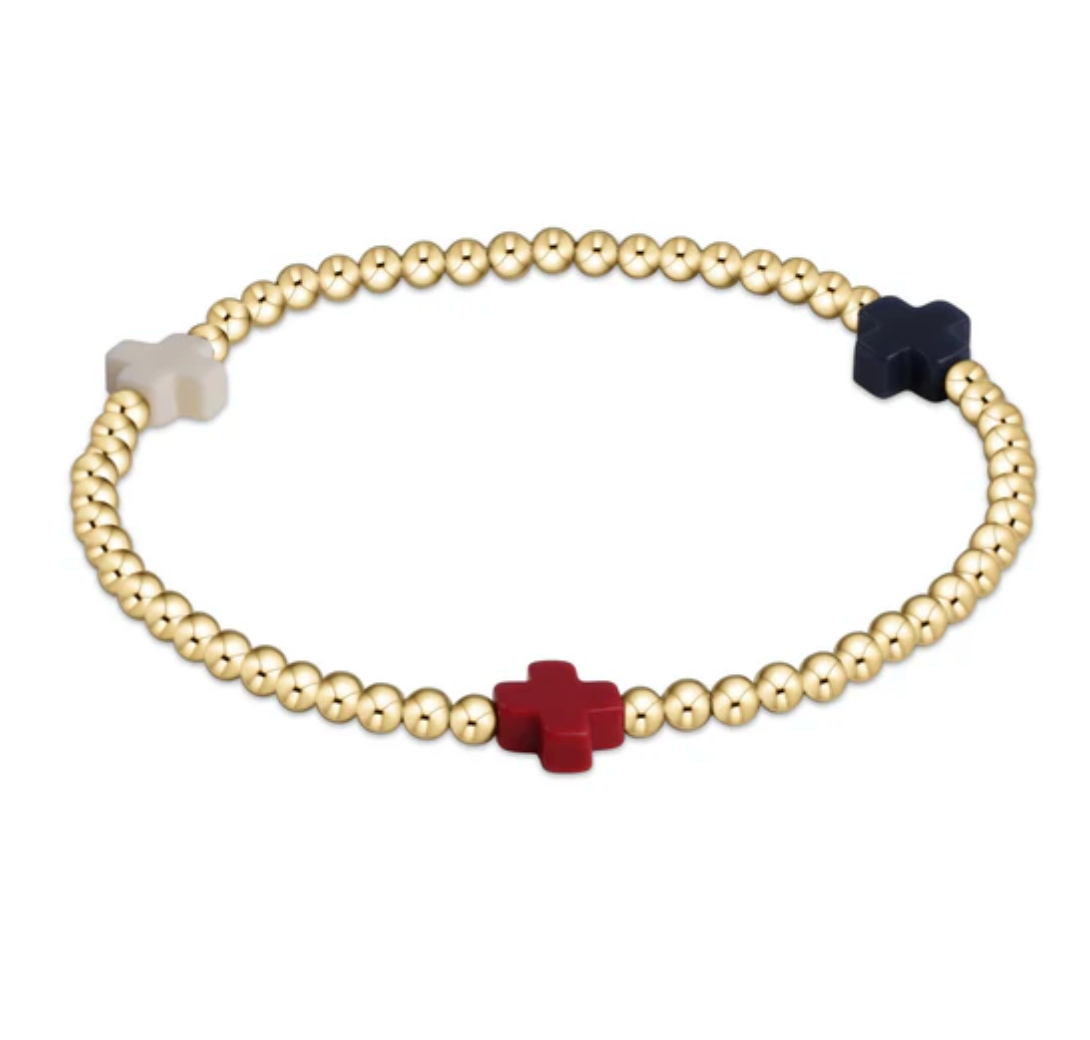 Enewton Extends- Signature Cross Gold pattern 3mm Bead Bracelet- Firecracker
