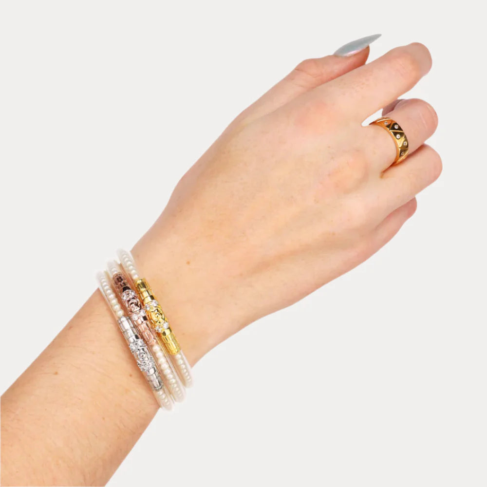 Three Queens All Weather Bangle (AWB) - White Pearl