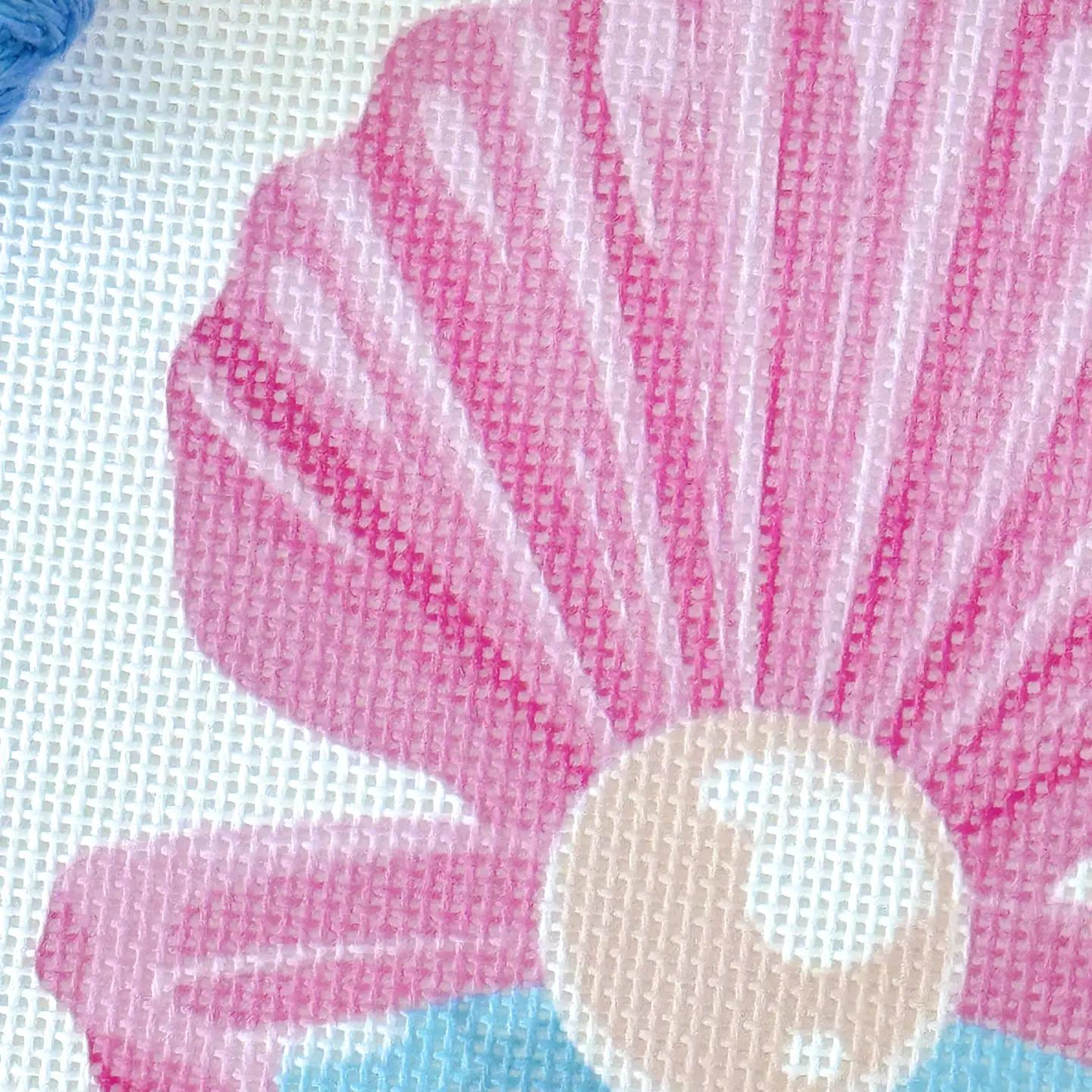 Pink Pearl Shell Needlepoint Canvas, Artisan Printed Canvas