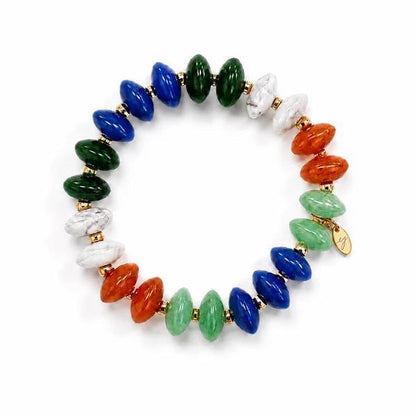 Organic Pebble Stretch Bracelet, Acrylic & Stainless Steel Beads