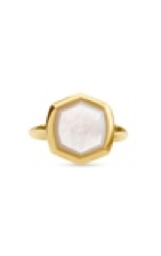 DAVIS STONE COCKTAIL RING 18K GOLD VERMEIL IVORY MOTHER OF PEARL 7
