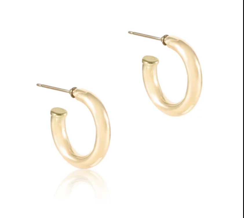 Round Gold 1" Post Hoop - 4mm - Smooth