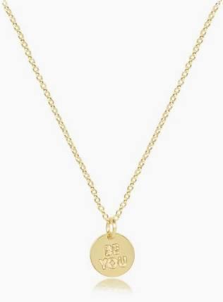 16" Necklace Gold - Be you Small Gold Word Disc