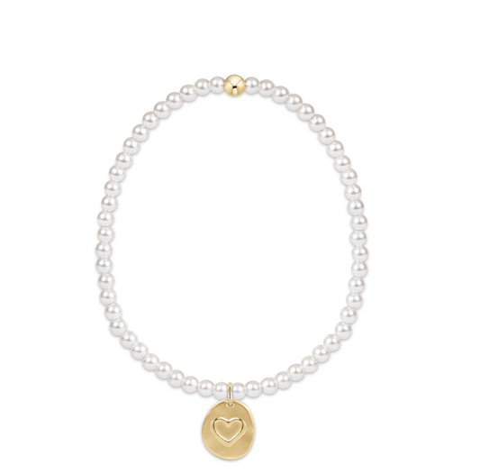 Enewton Extends - Classic Pearl 3mm Bead Bracelet - Inspire Love Small Gold Charm