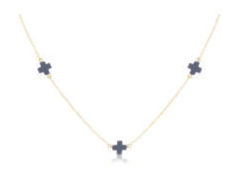 15" Choker Simplicity Chain Gold - Signature Cross Navy