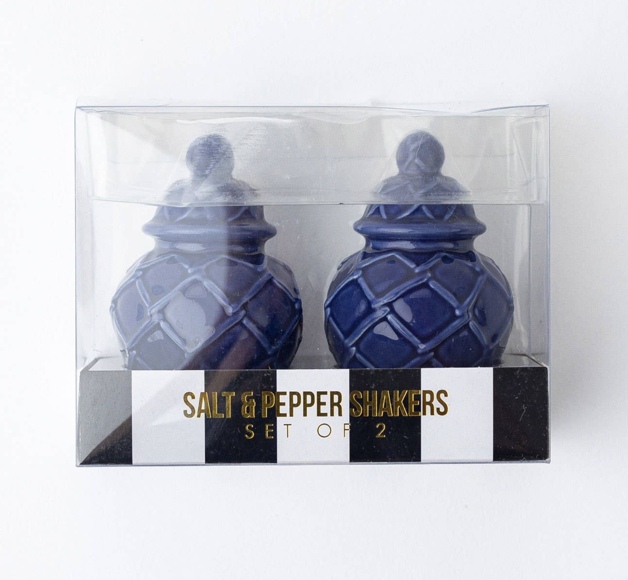 Navy Textured Ginger Jar Salt & Pepper Shakers