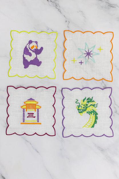 East Meets West Linen Cocktail Napkins