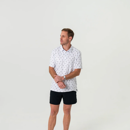 Performance Polo - Ducks Flying In - White