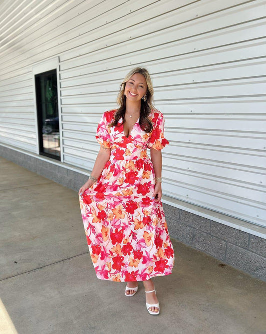 Meryn V-neck long swing dress