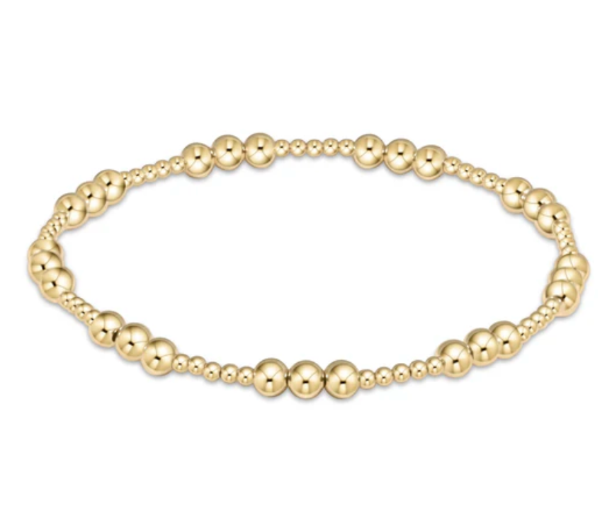 Classic Joy Pattern 4mm Bead Bracelet - Gold