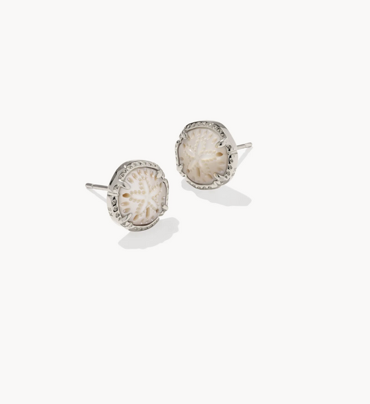 Sand Dollar Stud Ear Rhod Natural Mop