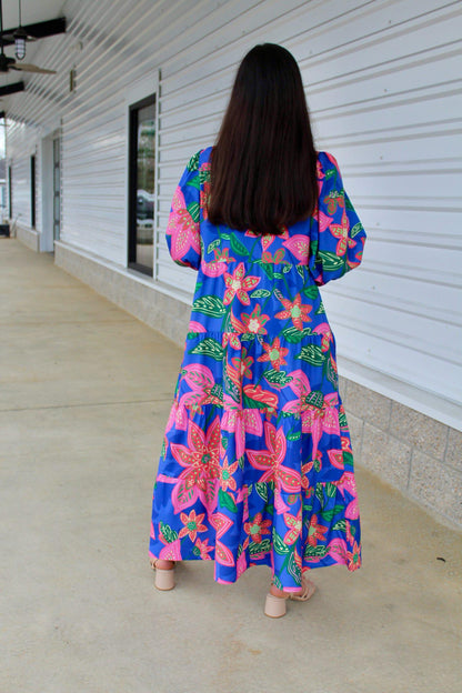 Dress Cameron Island Dreams Blue & Pink