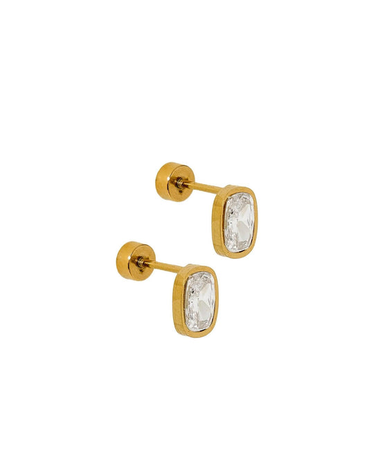 Kay Clear Gold Screwback Stud Earrings