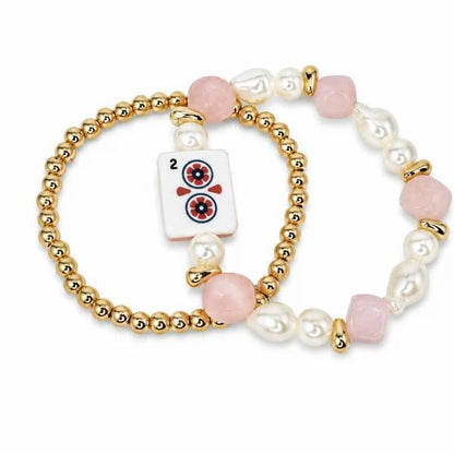 Mahjong Tile Double Strand Beaded Bracelet