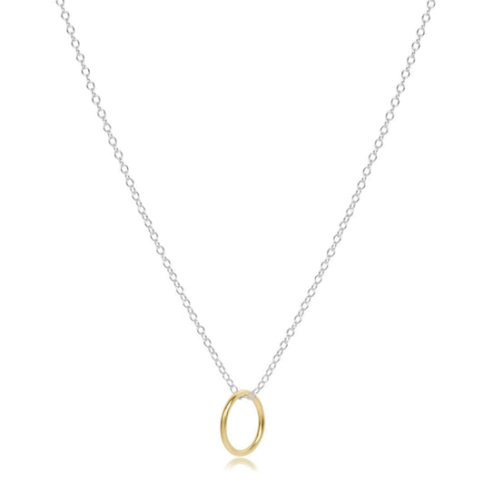 16" Necklace Sterling Mixed Metal- Halo Gold Charm