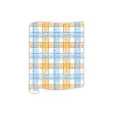 Table Runner -Handpainted Orange And Blue Skinny Plaid