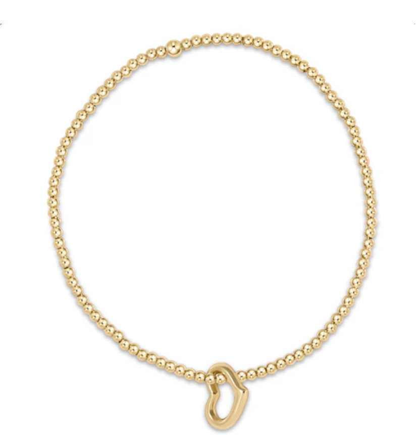 Classic Gold 2.5mm Bead Bracelet - Love Gold Charm