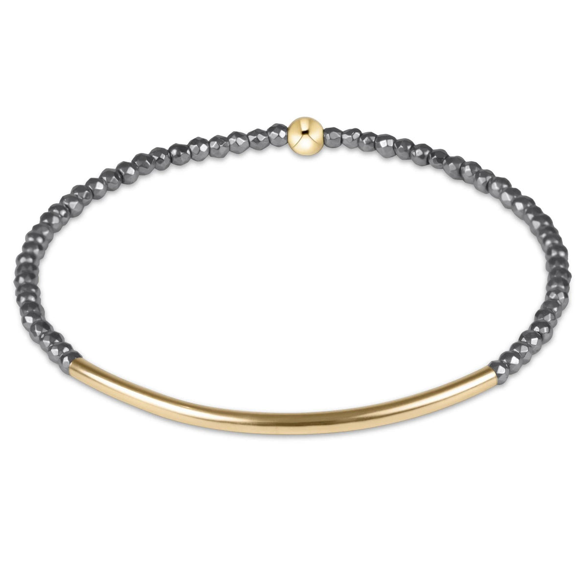 Bliss Bar Gold 2mm Silver Faceted Hematite Bracelet