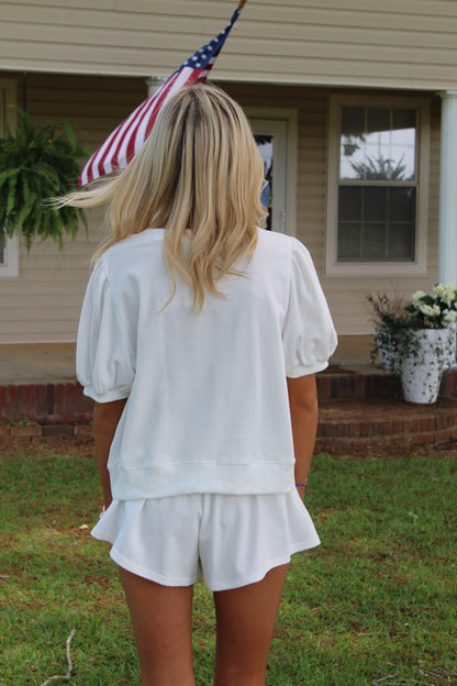 USA Flag Soft Ice Cream Rhinestone Allover Skorts