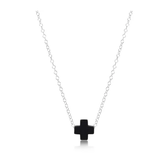 16" Necklace Sterling - Signature Cross Onyx