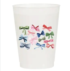 Watercolor Multi-Bows Frosted Cups 6 Pack