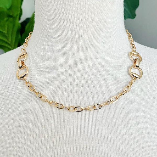 Double Equestrian Chain Necklace - Gold