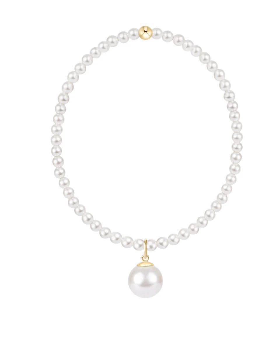 Classic Pearl 3mm Bracelet- Classic Pearl 10mm Charm