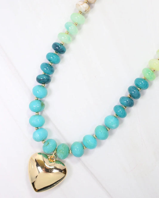 Belmont Stone Beaded Heart Necklace
