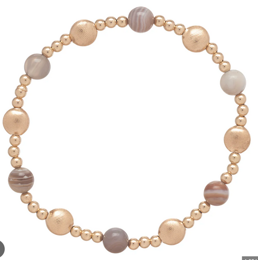 Honesty Gold Sincerity Pattern 6mm Bead Bracelet - Pyrite