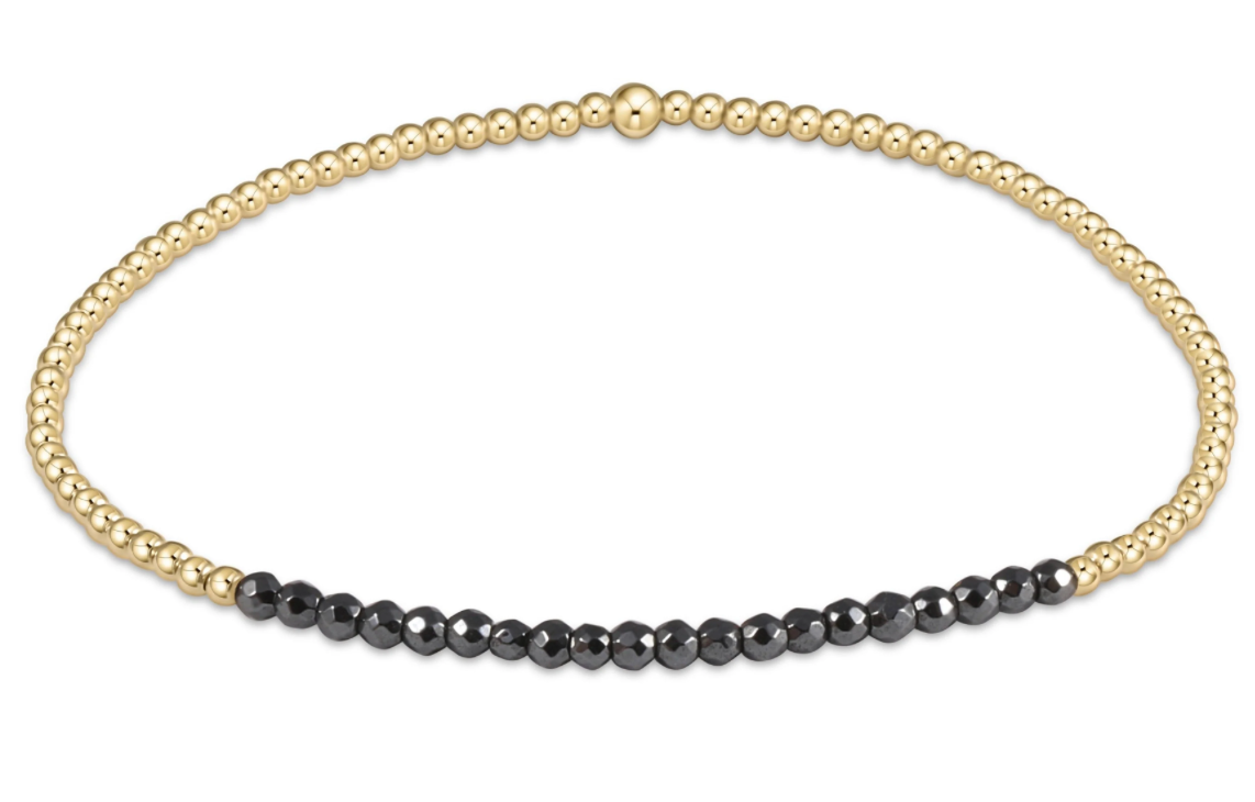 Gold Bliss 2mm Bead Bracelet - Faceted Hematite