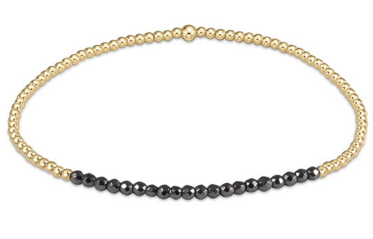 Gold Bliss 2mm Bead Bracelet - Faceted Hematite