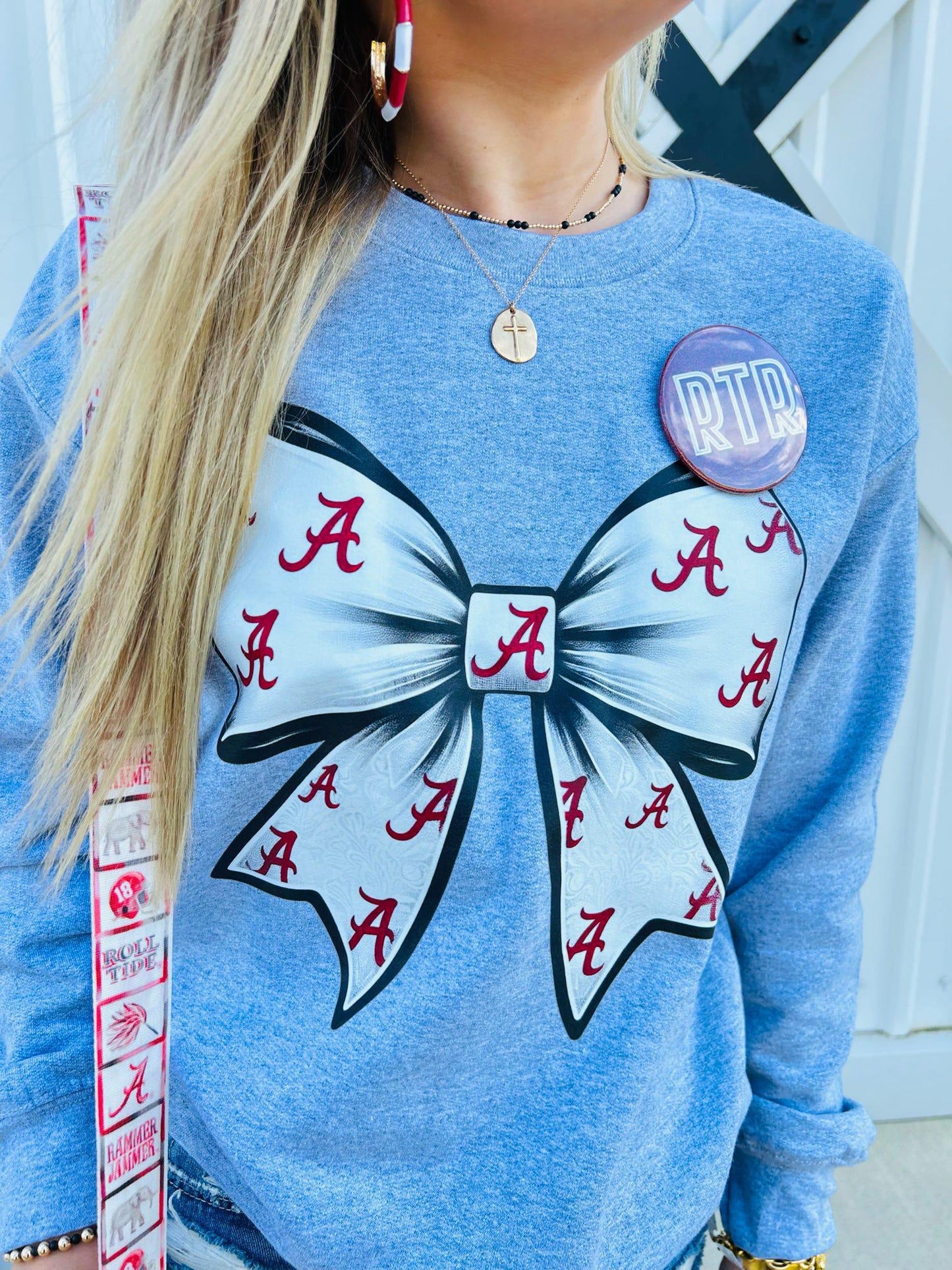 Alabama Crimson Roll Tide Coquette Bow Football Sweatshirt