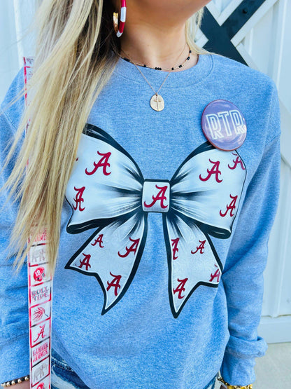 Alabama Crimson Roll Tide Coquette Bow Football Sweatshirt