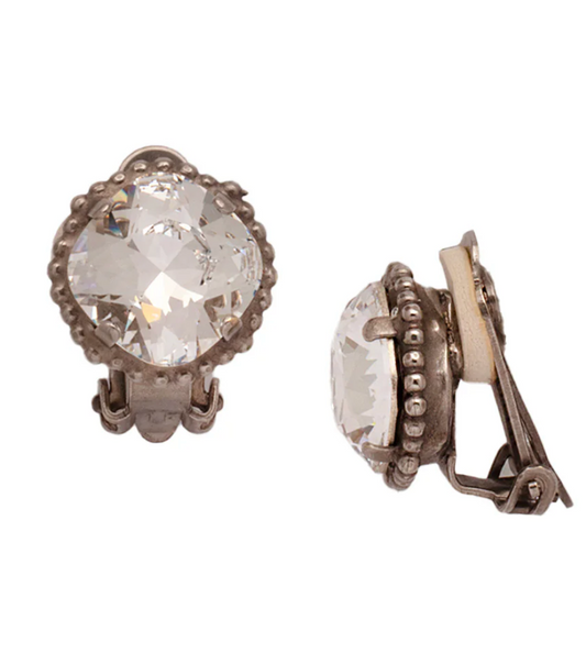 Cushion Cut Solitaire Clip On Earring