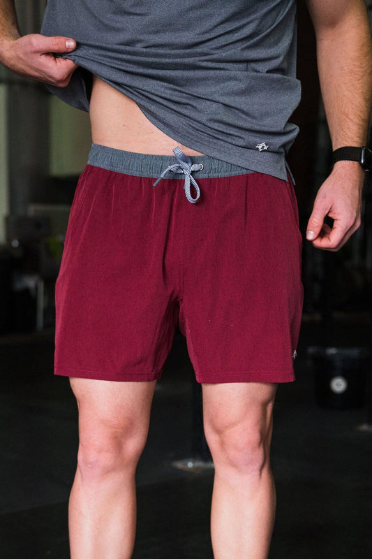 Athletic Short - Maroon - White Camo Liner - 7"
