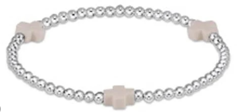 enewton Extends - Signature Cross Sterling Pattern 3mm Bead Bracelet - Off-White