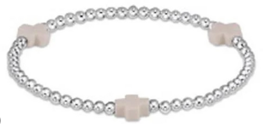 enewton Extends - Signature Cross Sterling Pattern 3mm Bead Bracelet - Off-White