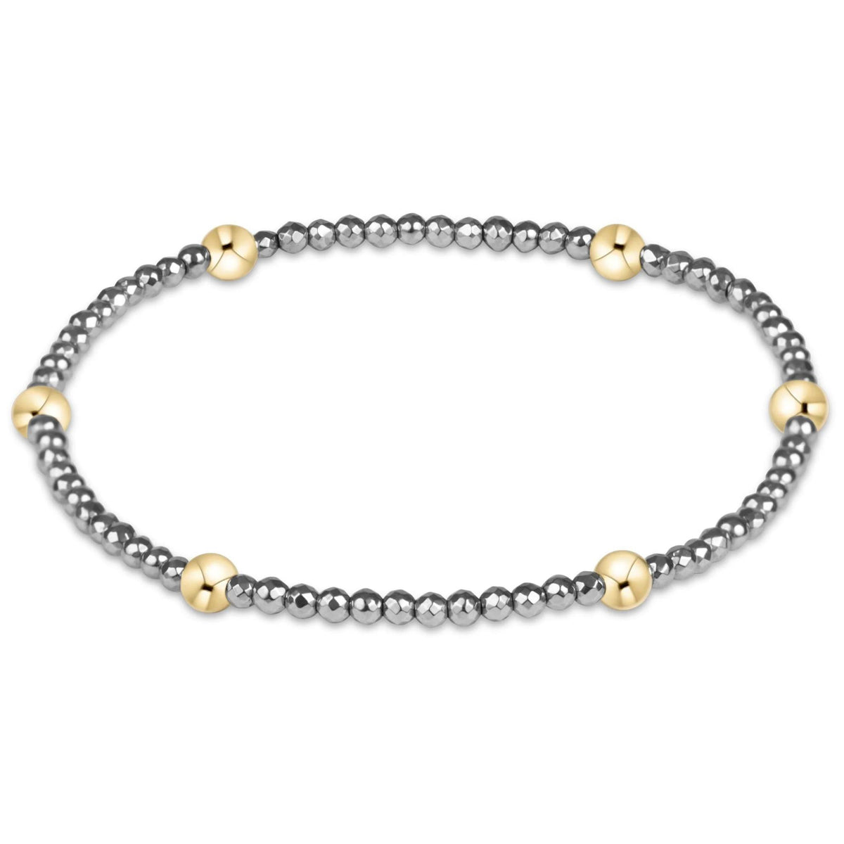 Presence Silver Faceted Hematite 2mm Bracelet
