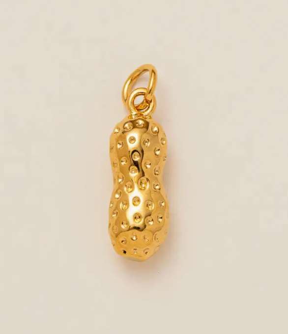 Peanut Charm Bar 18k Gold Plated Stainless Steel
