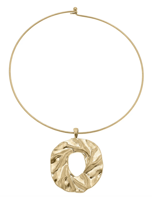 Venice Molten Metal Statement Choker Necklace in Worn Gold