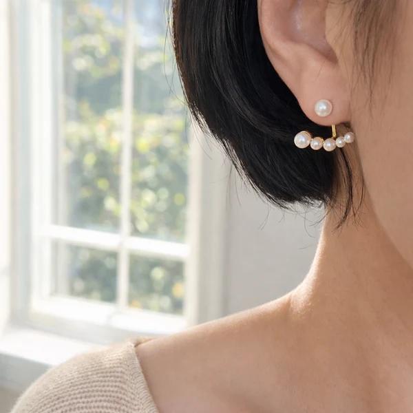 Double Pearl Arc Earrings