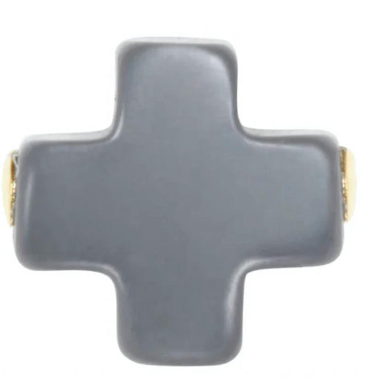 Signature Cross Stud - Charcoal