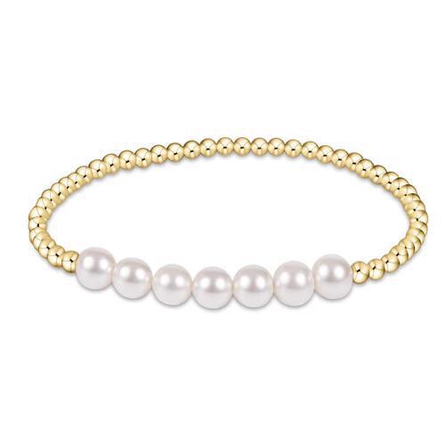 Classic Gold Beaded Bliss 3mm Bead Bracelet - 6mm Pearl