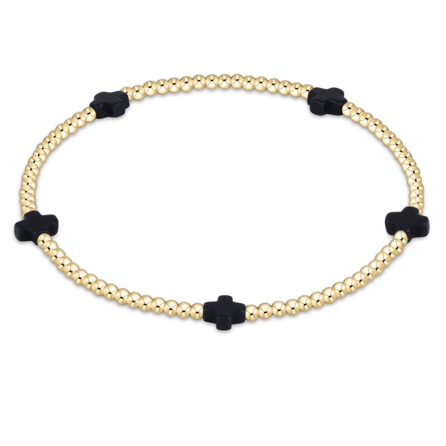 Egirl Signature Cross Small 2mm Gold Bracelet- Navy