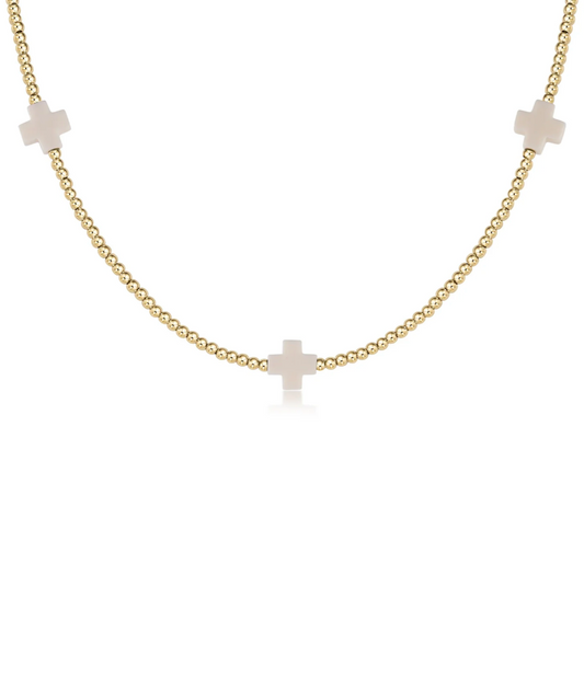 15" Choker Signature Cross Gold Pattern 2mm Bead- Signature Cross Gold